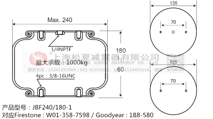 JBF240-180-1橡膠<a href='http://mayor-forum.cn/' target='_blank'><u>空氣彈簧</u></a>