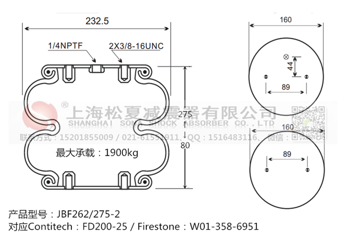 JBF262/275-2橡膠<a href='http://mayor-forum.cn/' target='_blank'><u>空氣彈簧</u></a>