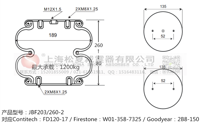 JBF203/260-2橡膠<a href='http://mayor-forum.cn/' target='_blank'><u>空氣彈簧</u></a>